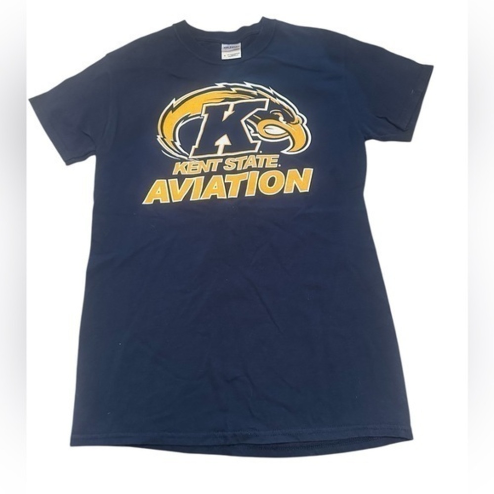 Kent State Aviation Short Sleeve T-Shirt - Womens Size Small Navy Blue